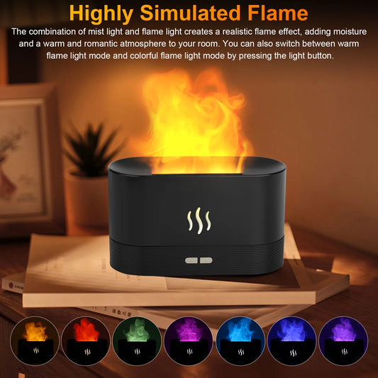 180Ml Flame Air Humidifier Essential Oil Diffuser, 3D USB 7 Color Light Aroma Diffuser for Home, Office, Spa, Gym